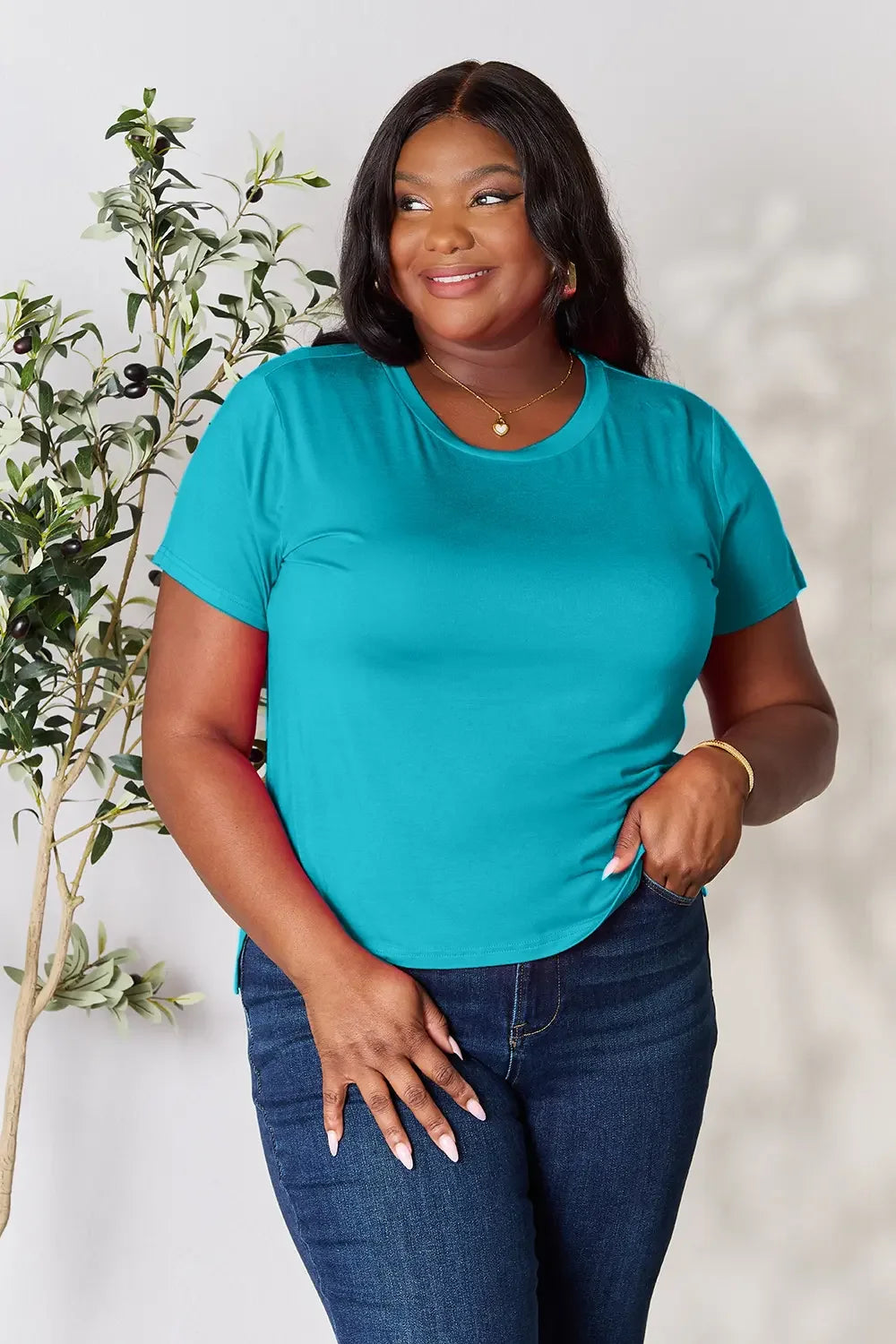 Plus Size Round Neck Short Sleeve T Shirt - Southern Shores Clothing