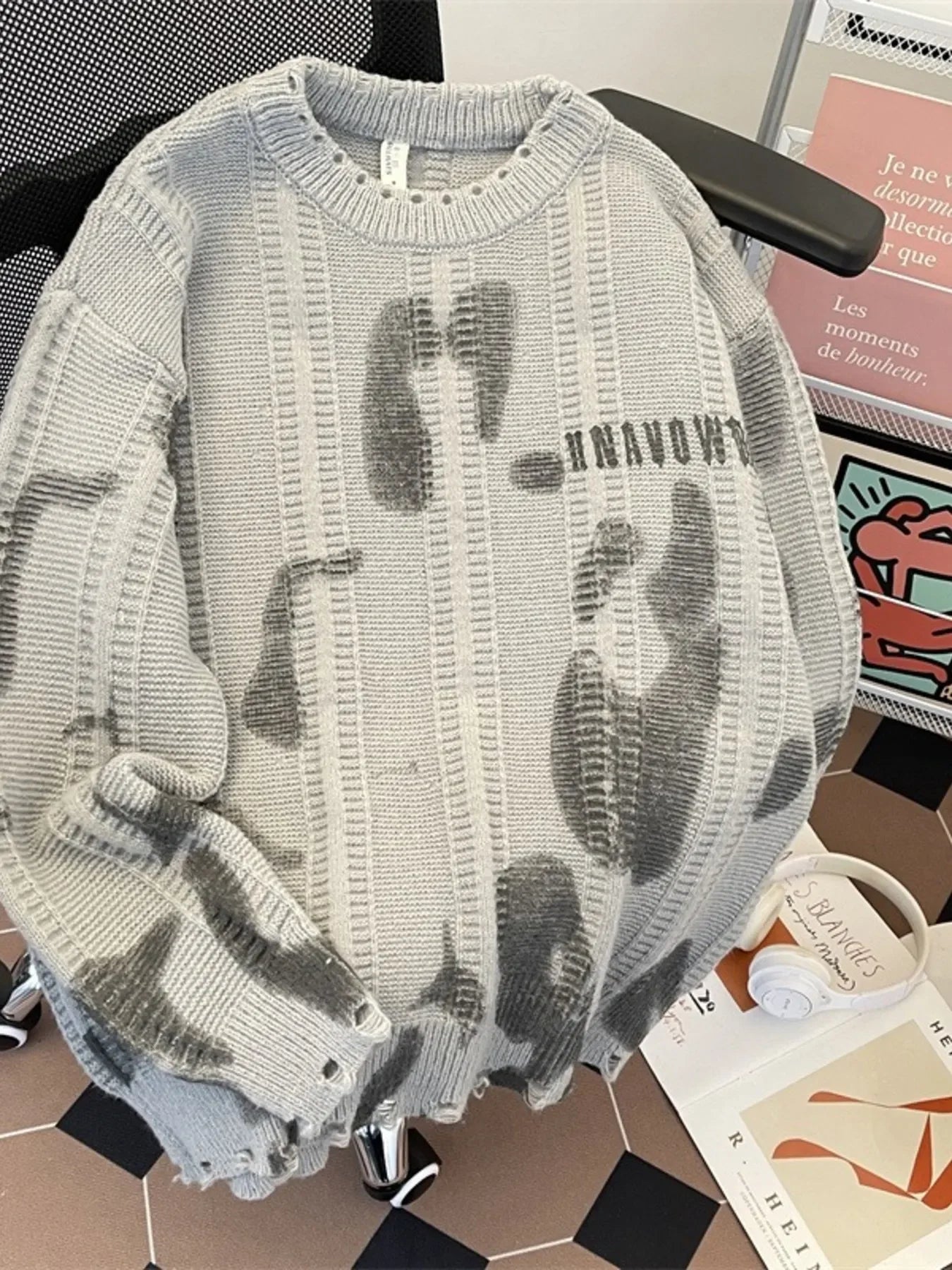 Oversized Plus Size Distressed Knitted Sweater - Southern Shores Clothing