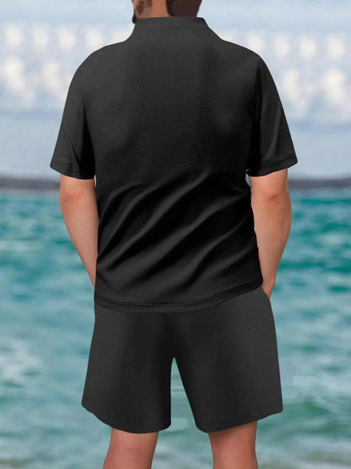 Men's Full Size Zip Front Short Sleeve Top and Shorts Set Plus Size - Southern Shores Clothing