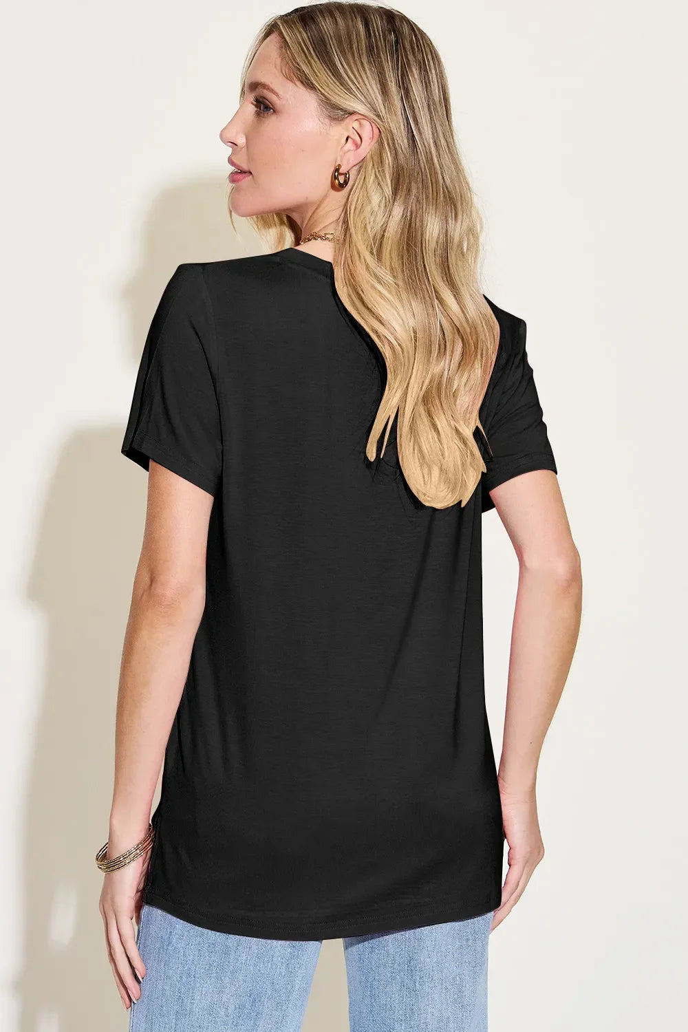 Basic Bae Bamboo Full Size V-Neck High-Low T-Shirt - Southern Shores Clothing