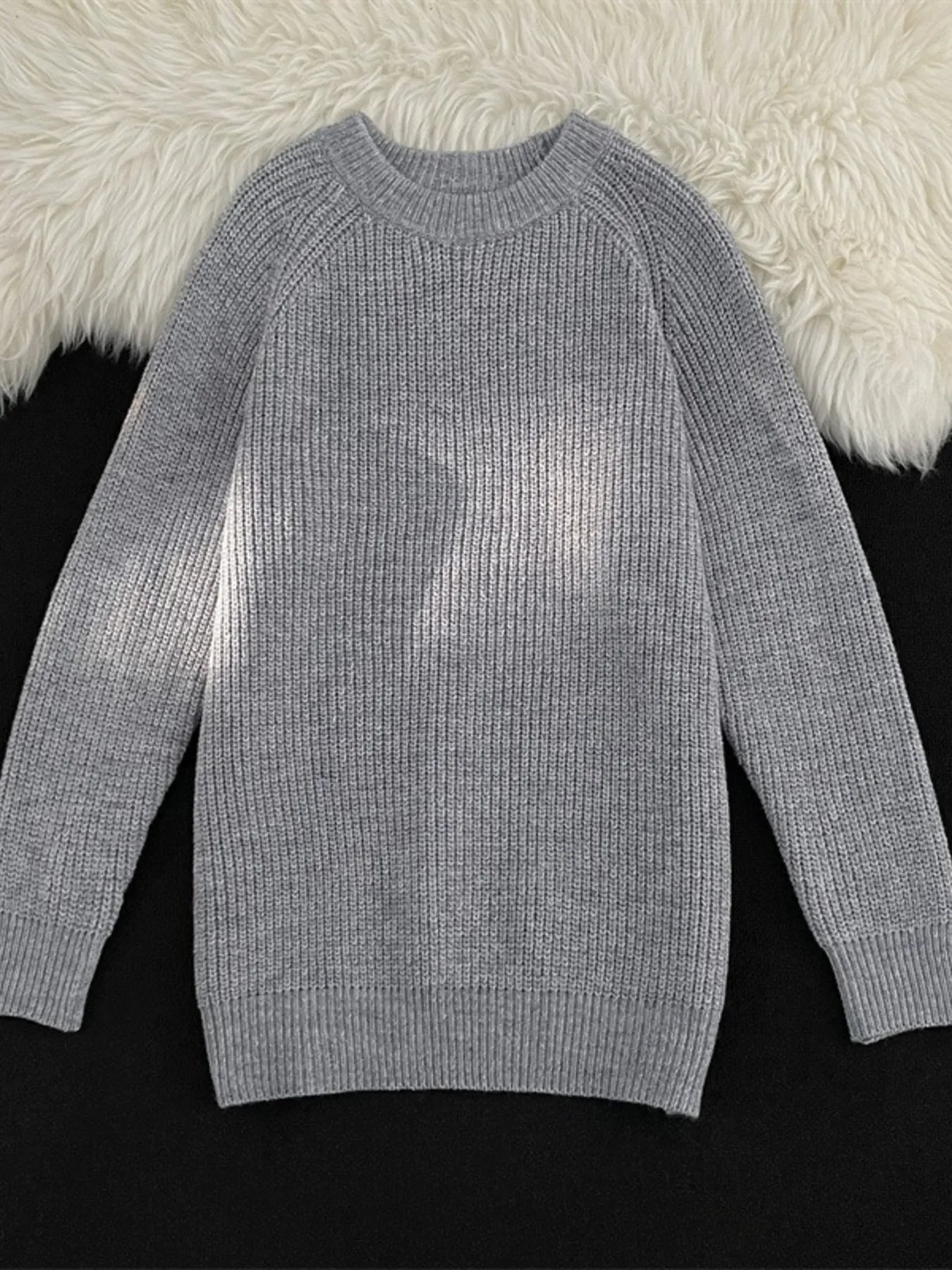 Plus Size Stretch Long Sleeve Crewneck Sweater - Southern Shores Clothing