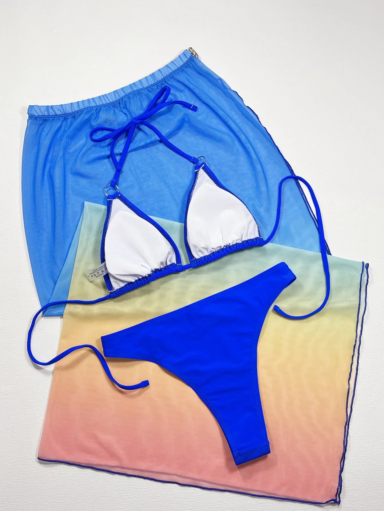 Gradient Halter Neck Three-Piece Swim Set - Southern Shores Clothing