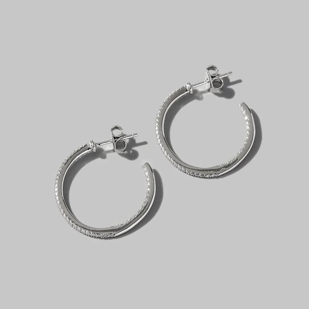 Sterling Silver Zircon C Hoop Earrings Coastal - Southern Shores Clothing