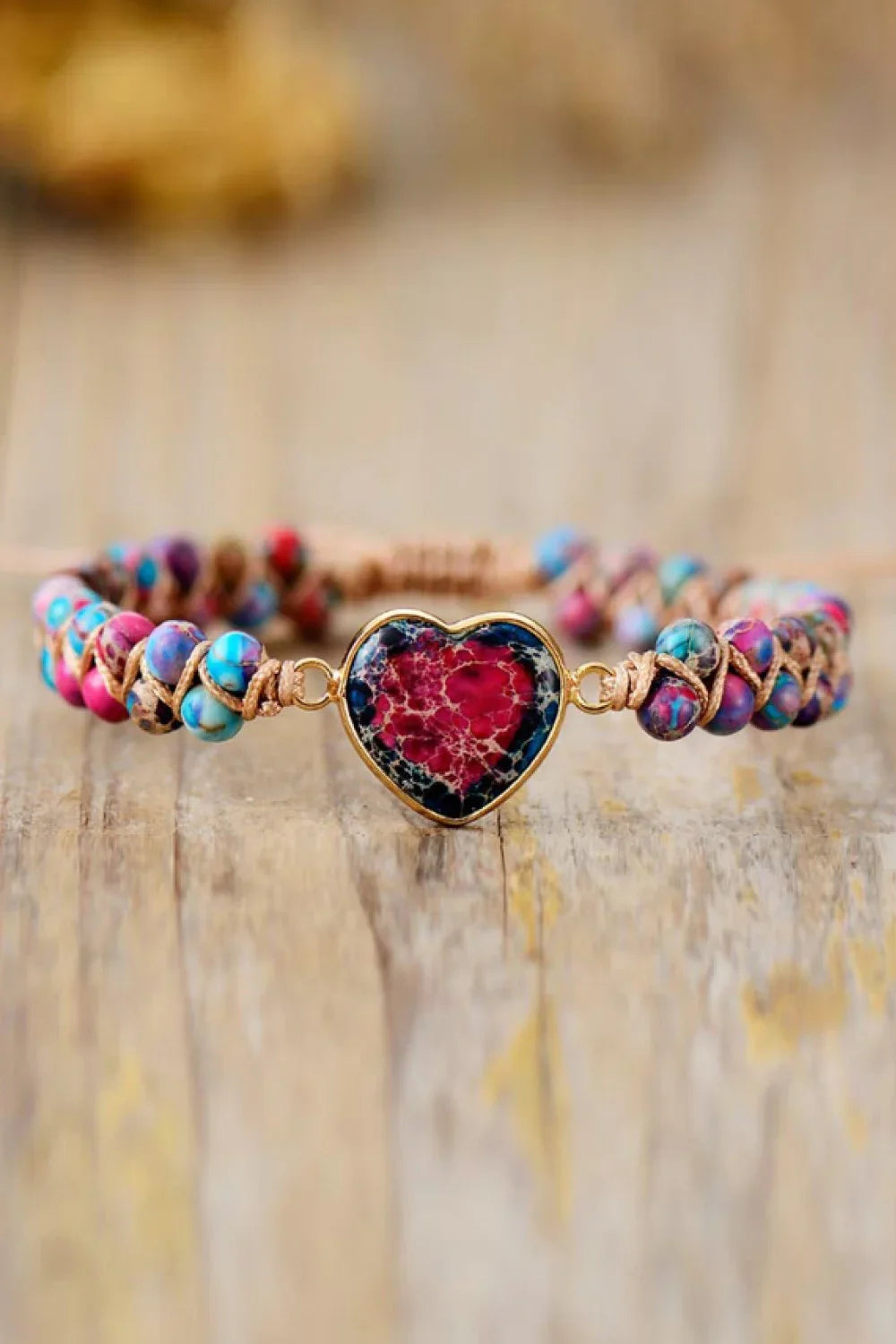 Heart Shaped Natural Stone Bracelet With Copper Accents - Southern Shores Clothing