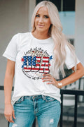 Graphic USA Round Neck Short Sleeve Tee Casual - Southern Shores Clothing