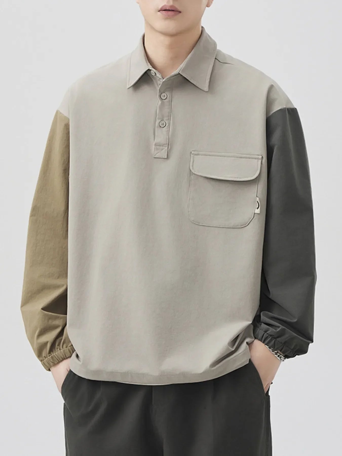 Plus Size Two Tone Polo With Button Detail - Southern Shores Clothing