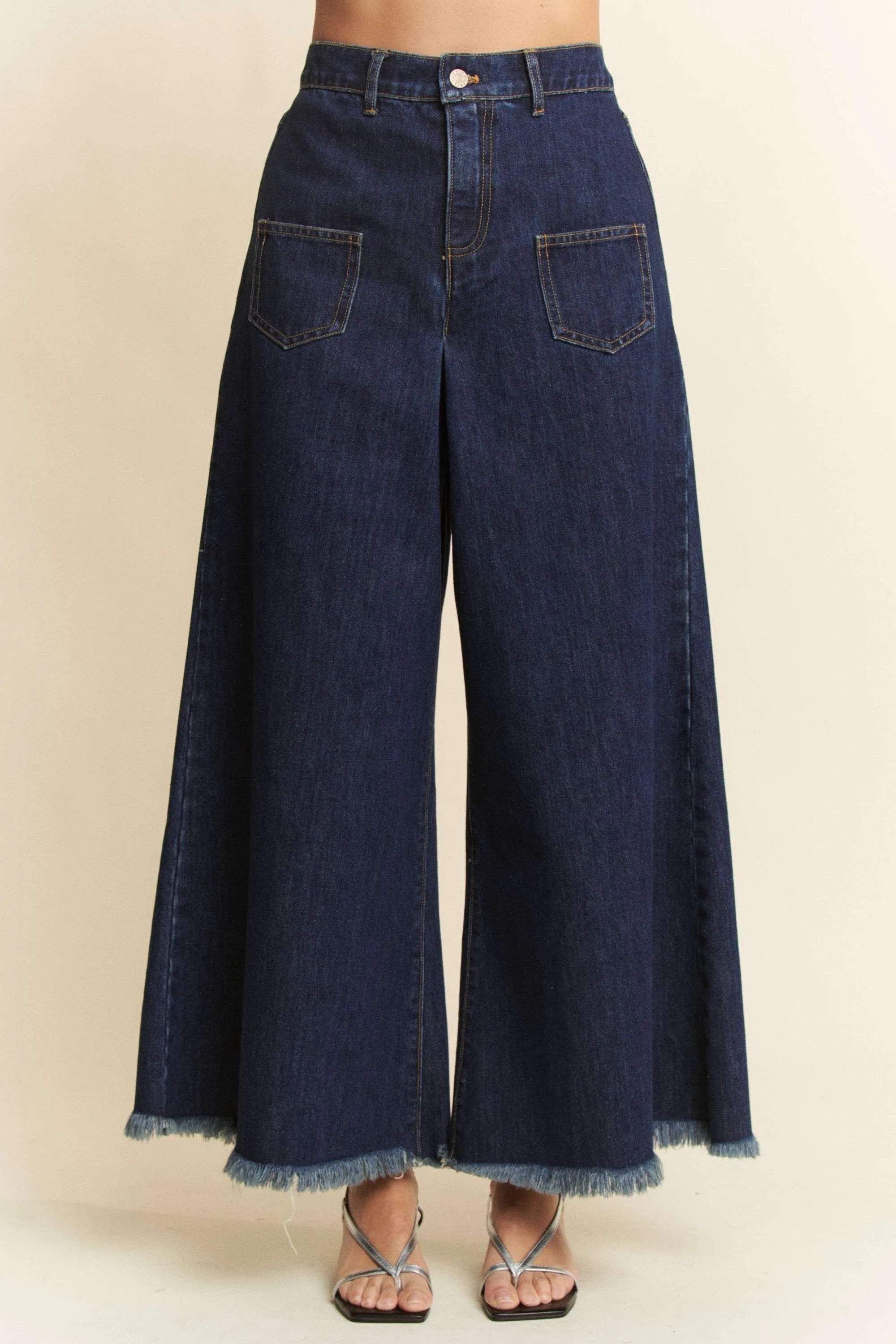 Coastal Davi & Dani Patch Pocket Wide Leg Culotte Jeans