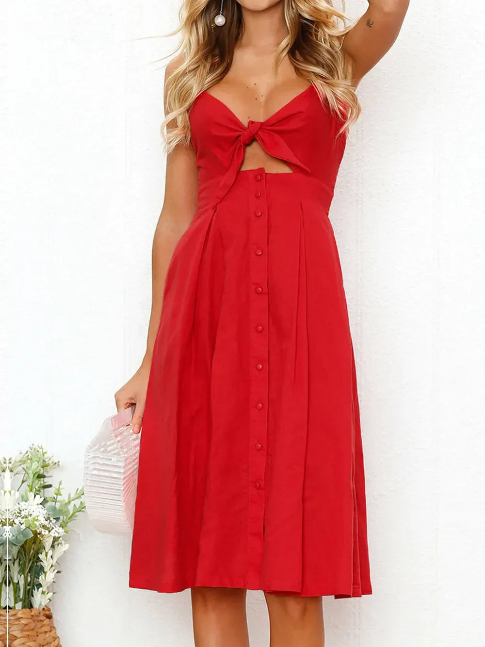 Cutout Smocked Sweetheart Neck Cami Dress - Southern Shores Clothing