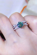 1 Carat Moissanite Sterling Silver Ring With Zircon Accents - Southern Shores Clothing
