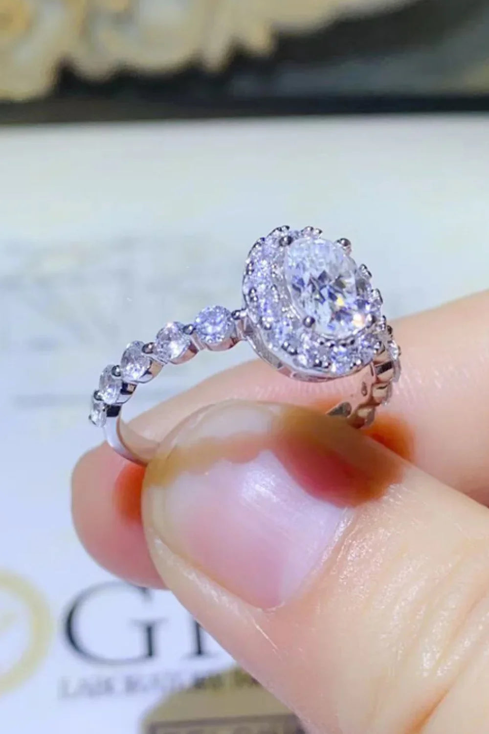1 Carat Moissanite Halo Ring In Sterling Silver - Southern Shores Clothing