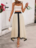 Tassel Trim High Waist Skirt With Flowy Fit - Southern Shores Clothing