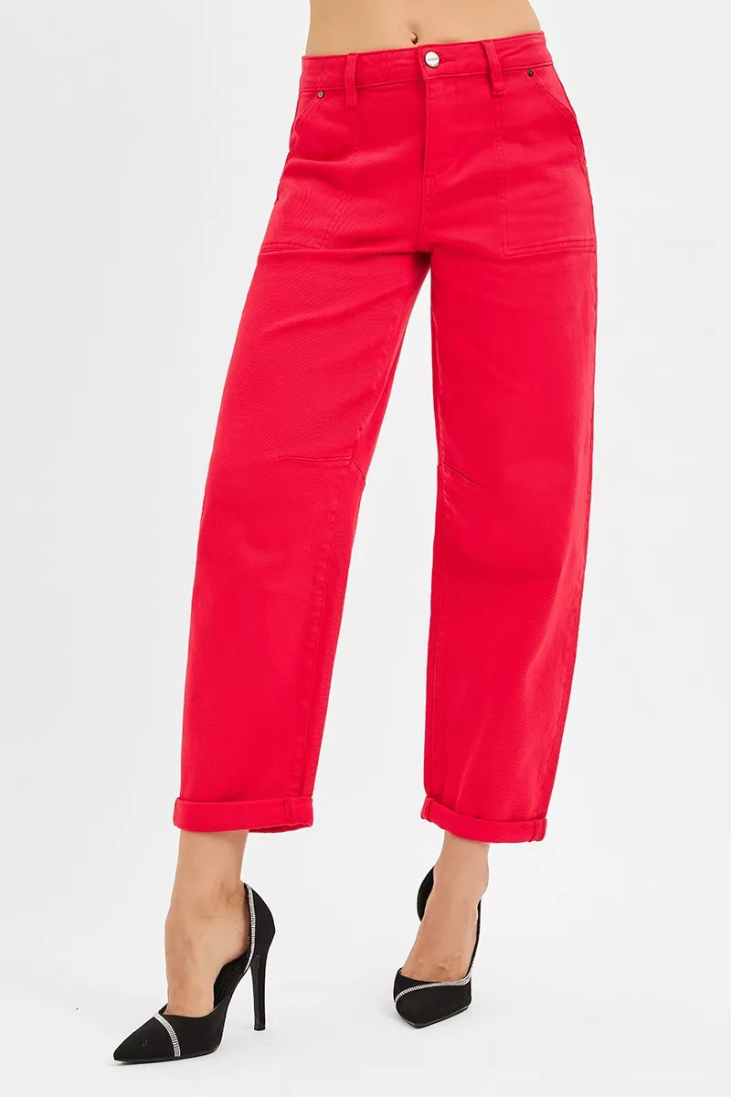 Southern Shores High Rise Ankle Cuffed Barrel Pants