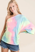 Tie Dye One Shoulder Dolman Top Relaxed Fit - Southern Shores Clothing