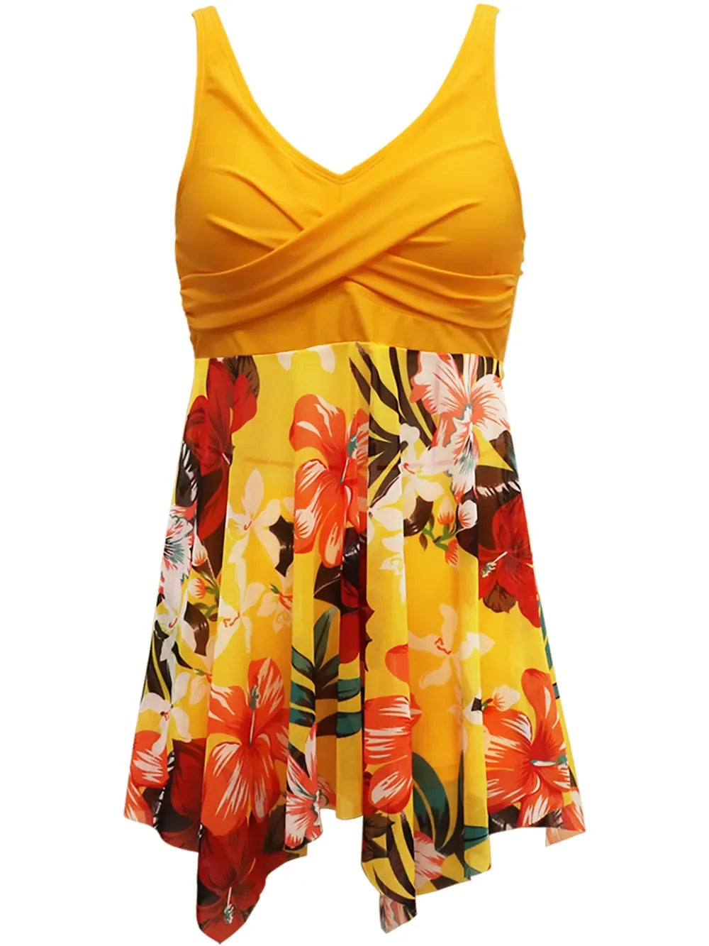 Two-Piece Swim Set With Wide Straps And Floral Print Pattern - Southern Shores Clothing