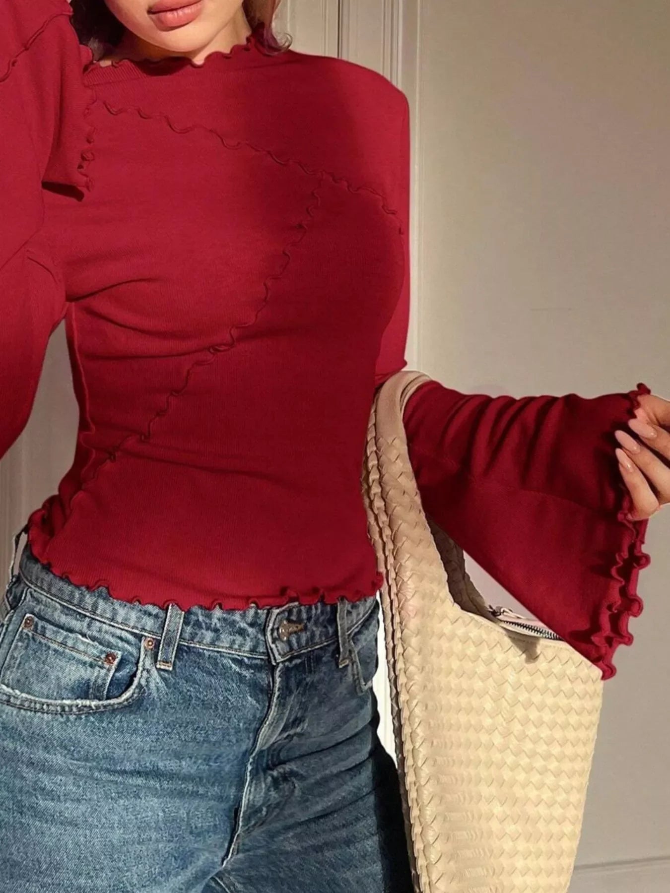 Lettuce Edge Flare Sleeve Top - Southern Shores Clothing