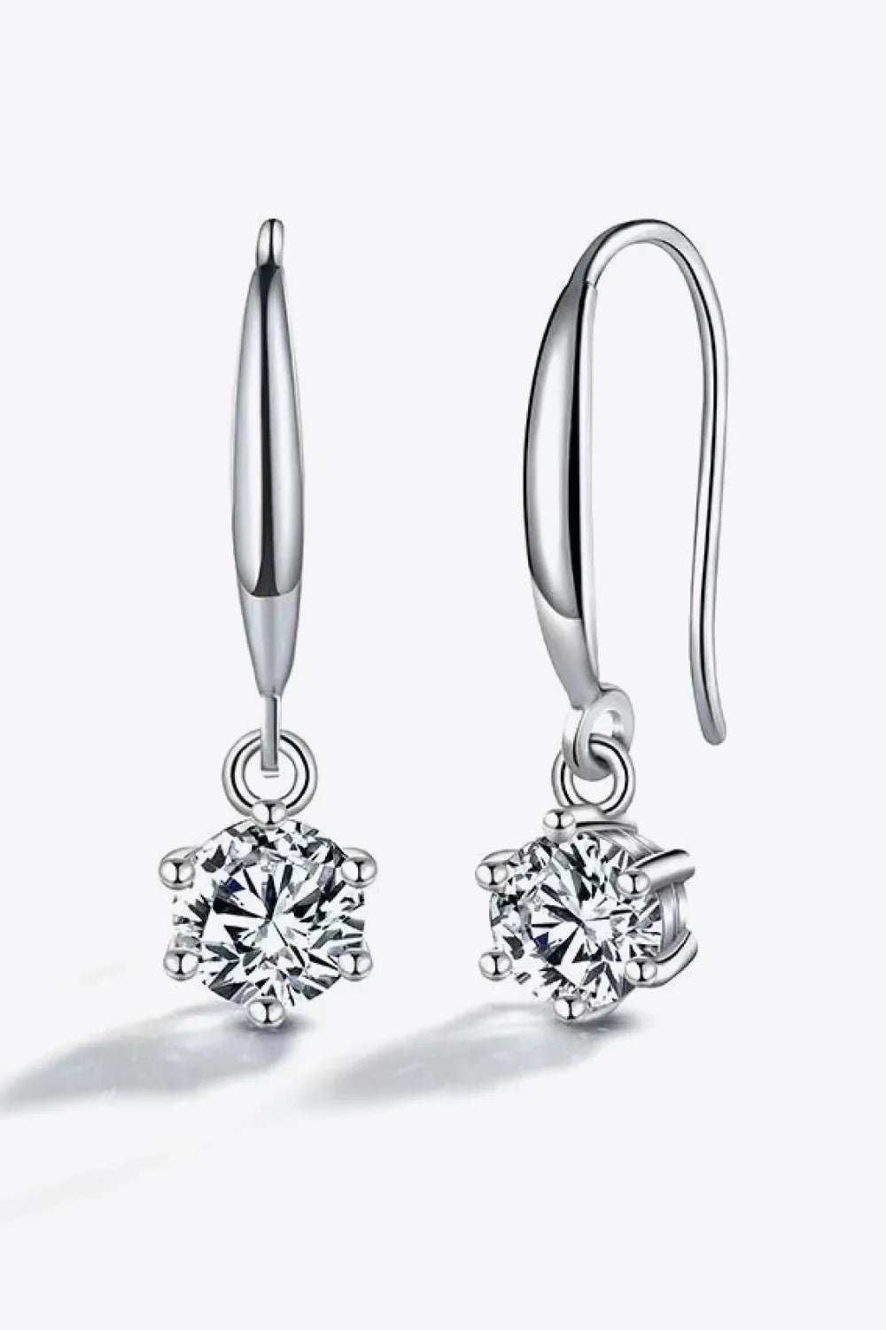 2 Carat Moissanite Drop Earrings Minimalist Six Prong - Southern Shores Clothing