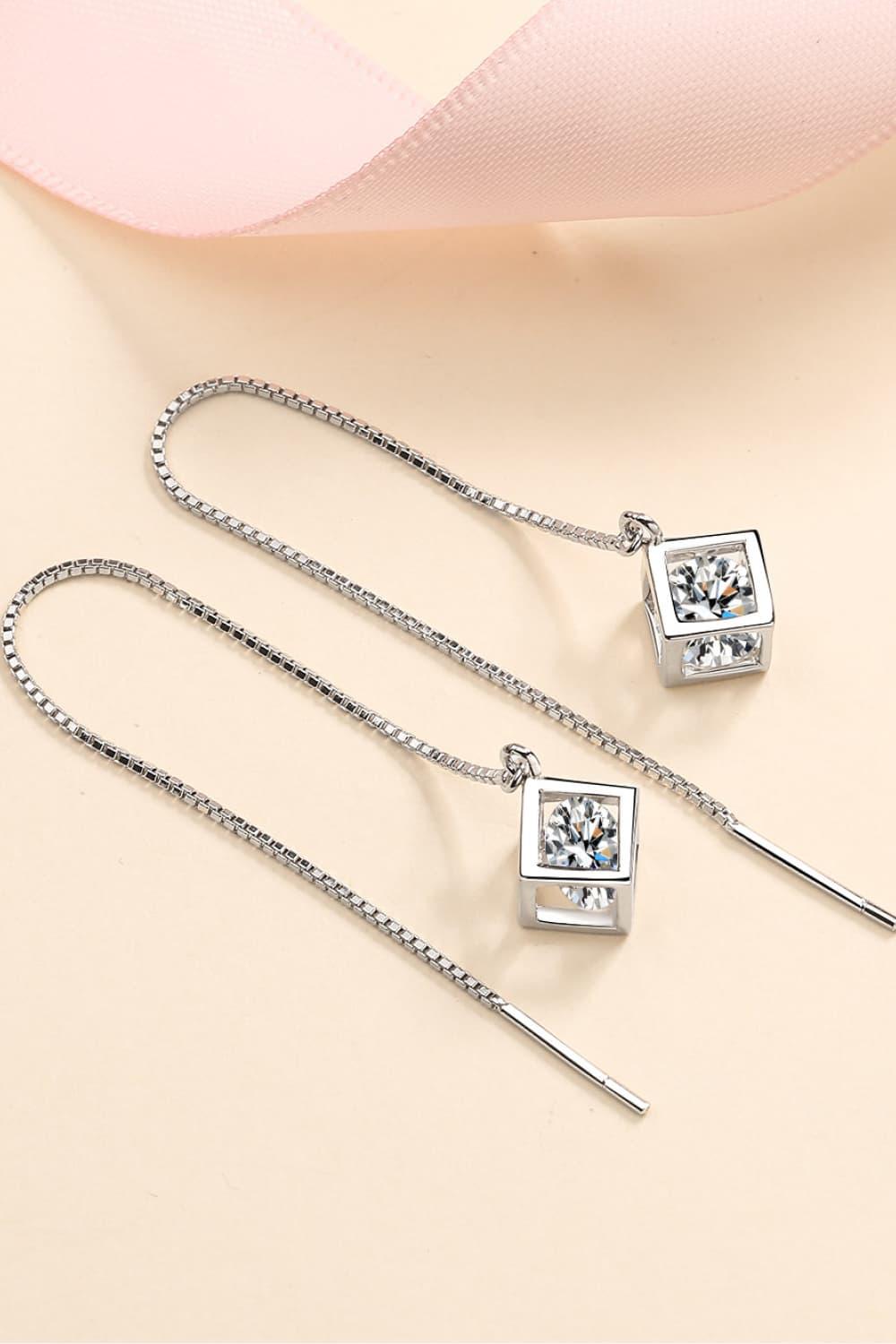 2 Carat Moissanite Sterling Silver Threader Earrings - Southern Shores Clothing