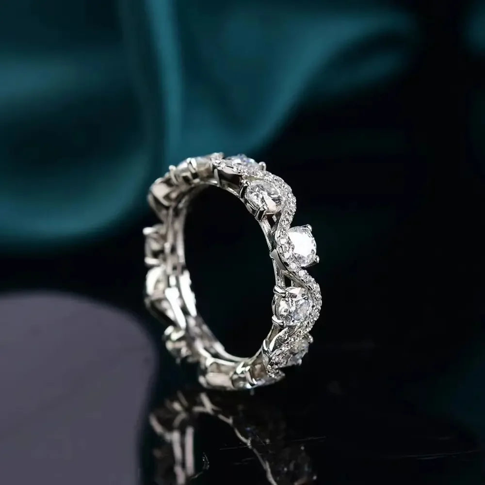 Platinum-Plated Moissanite Sterling Silver Ring - Southern Shores Clothing