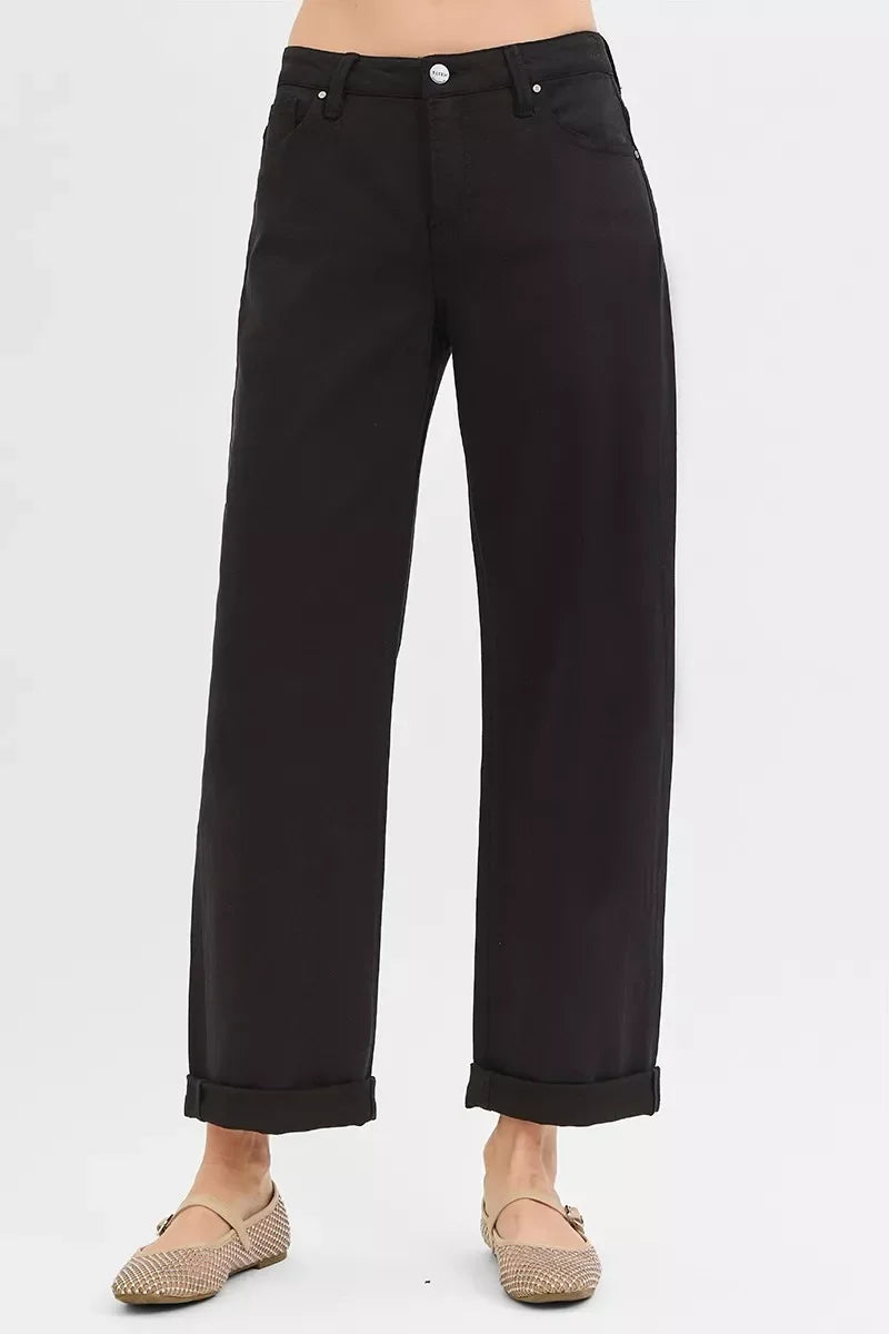 Tummy Control Mid Rise Ankle Barrel Relaxed Baggy Jeans - Southern Shores Clothing