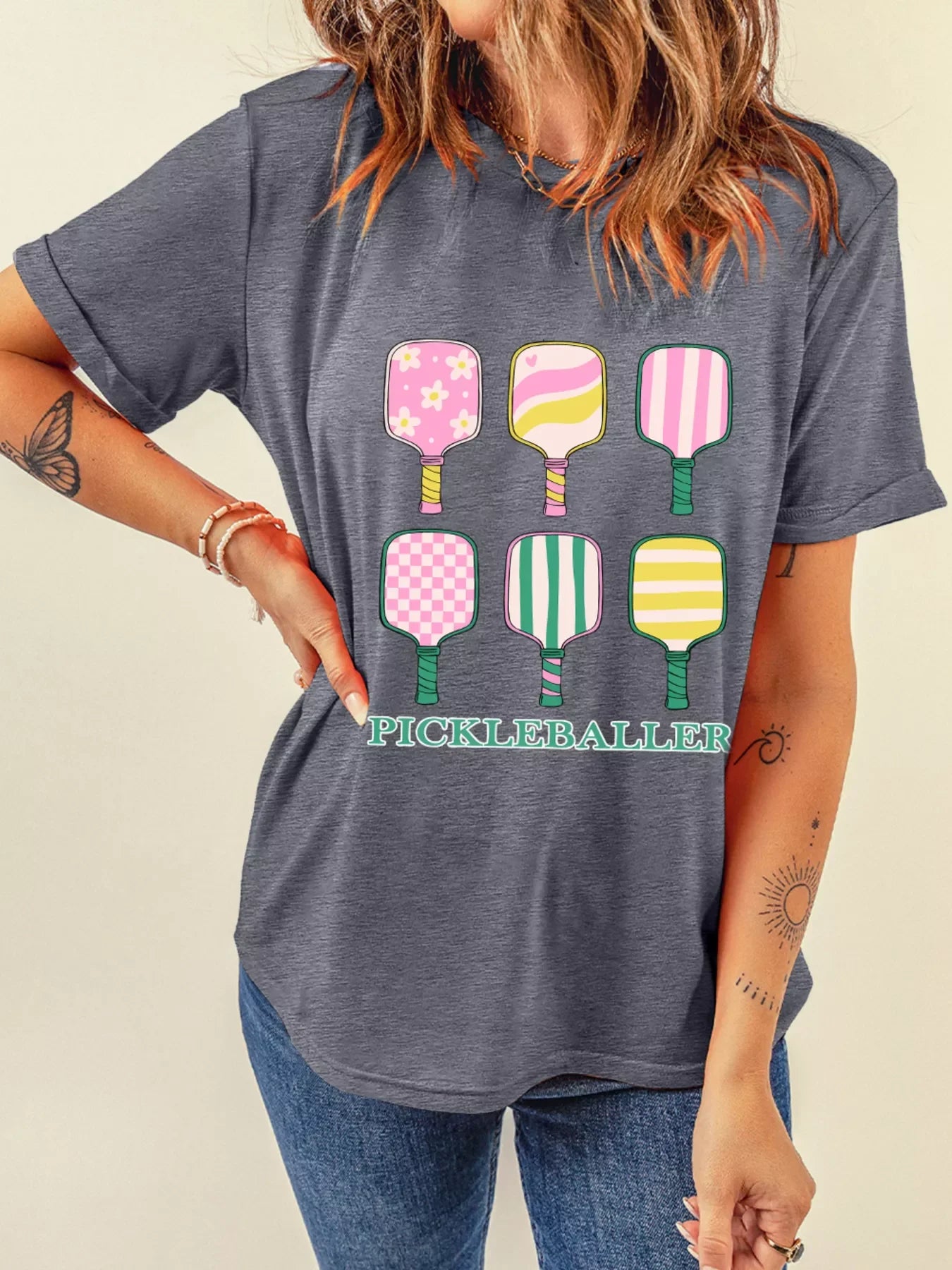 PICKLEBALLER Playful Bats Printed Casual T Shirt - Southern Shores Clothing