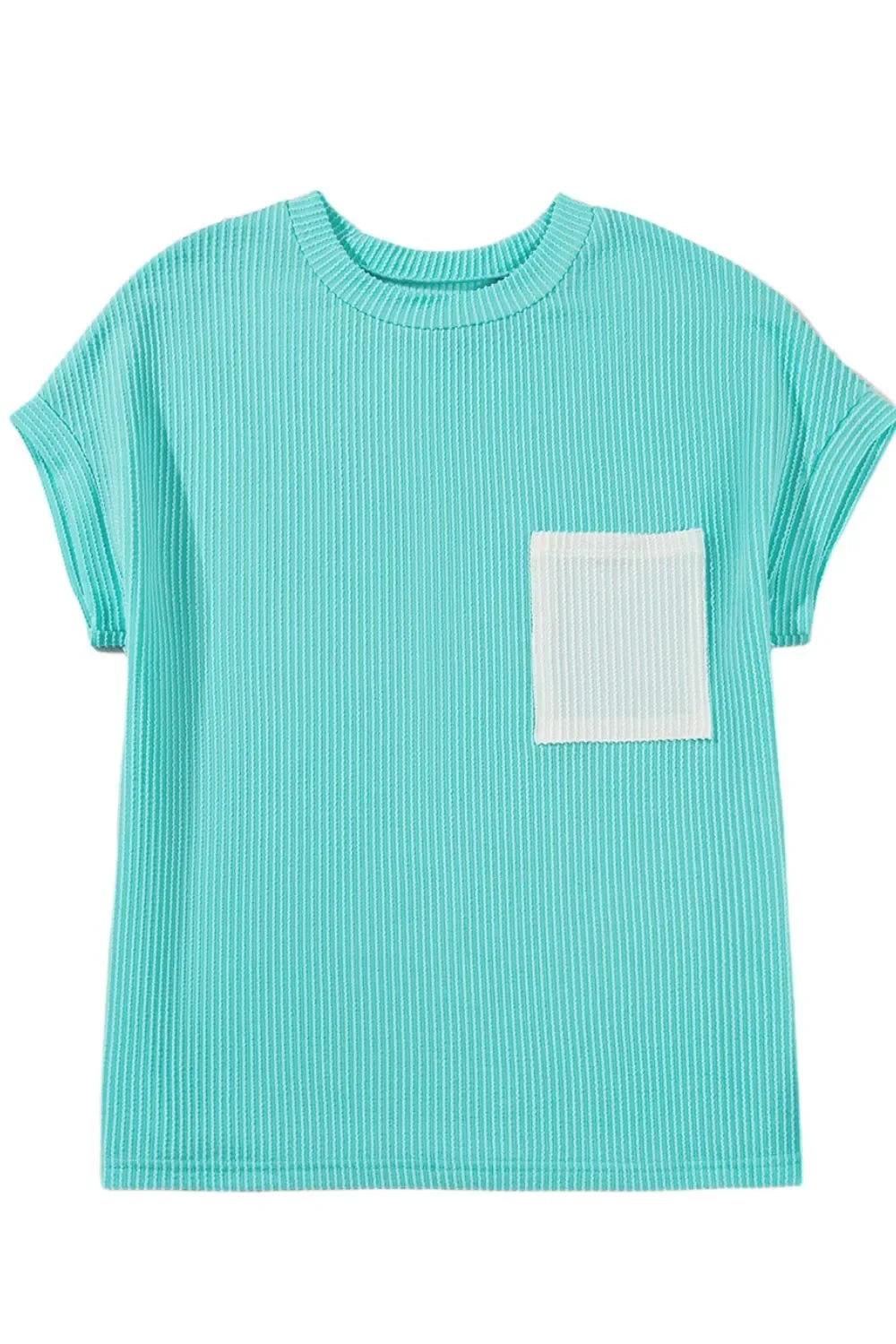 Corded Knit Pocketed Crew Neck T Shirt, Casual - Southern Shores Clothing
