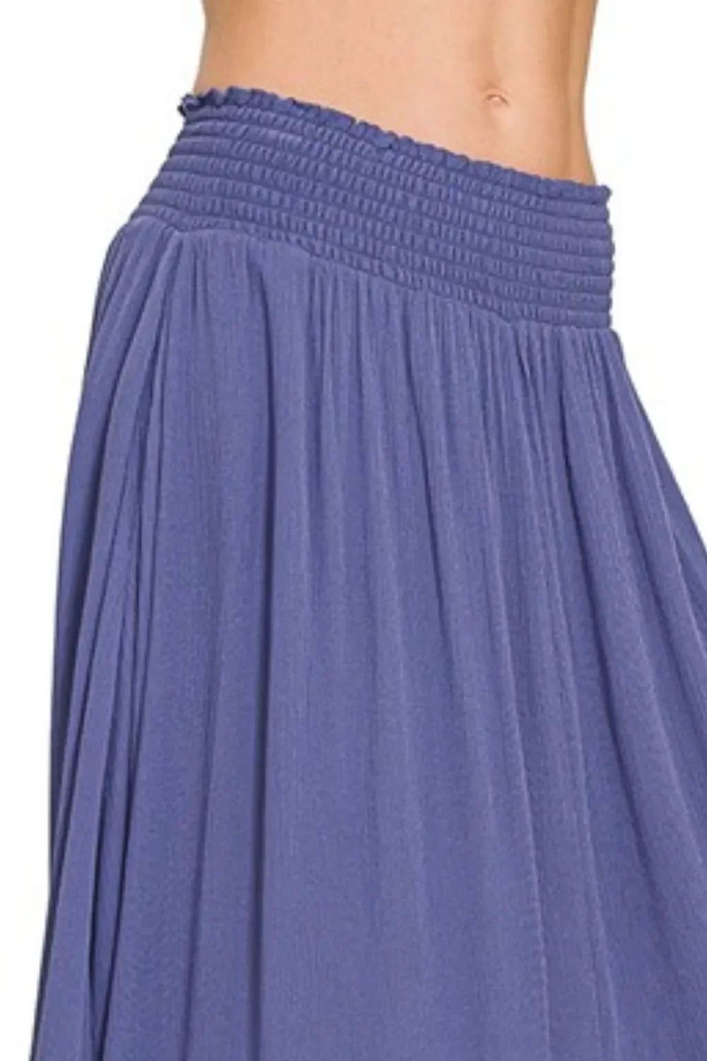 Woven Crinkle Smocked Waist Maxi Skirt With Pockets - Southern Shores Clothing