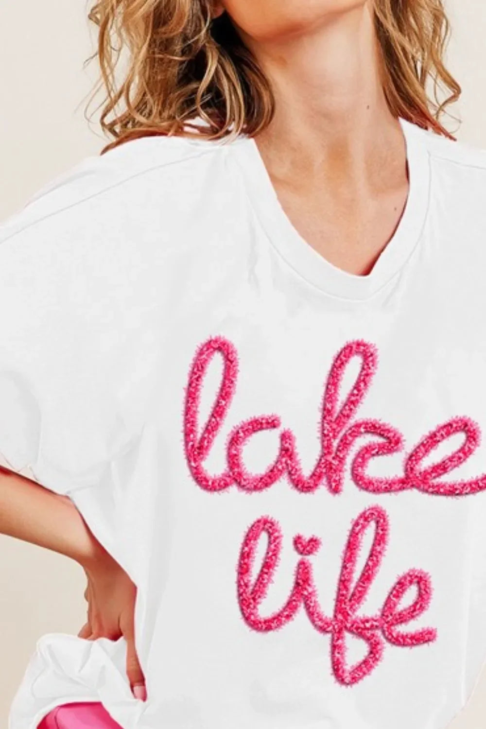 Metallic Letter Short Dolman Sleeve Relaxed Tee - Southern Shores Clothing