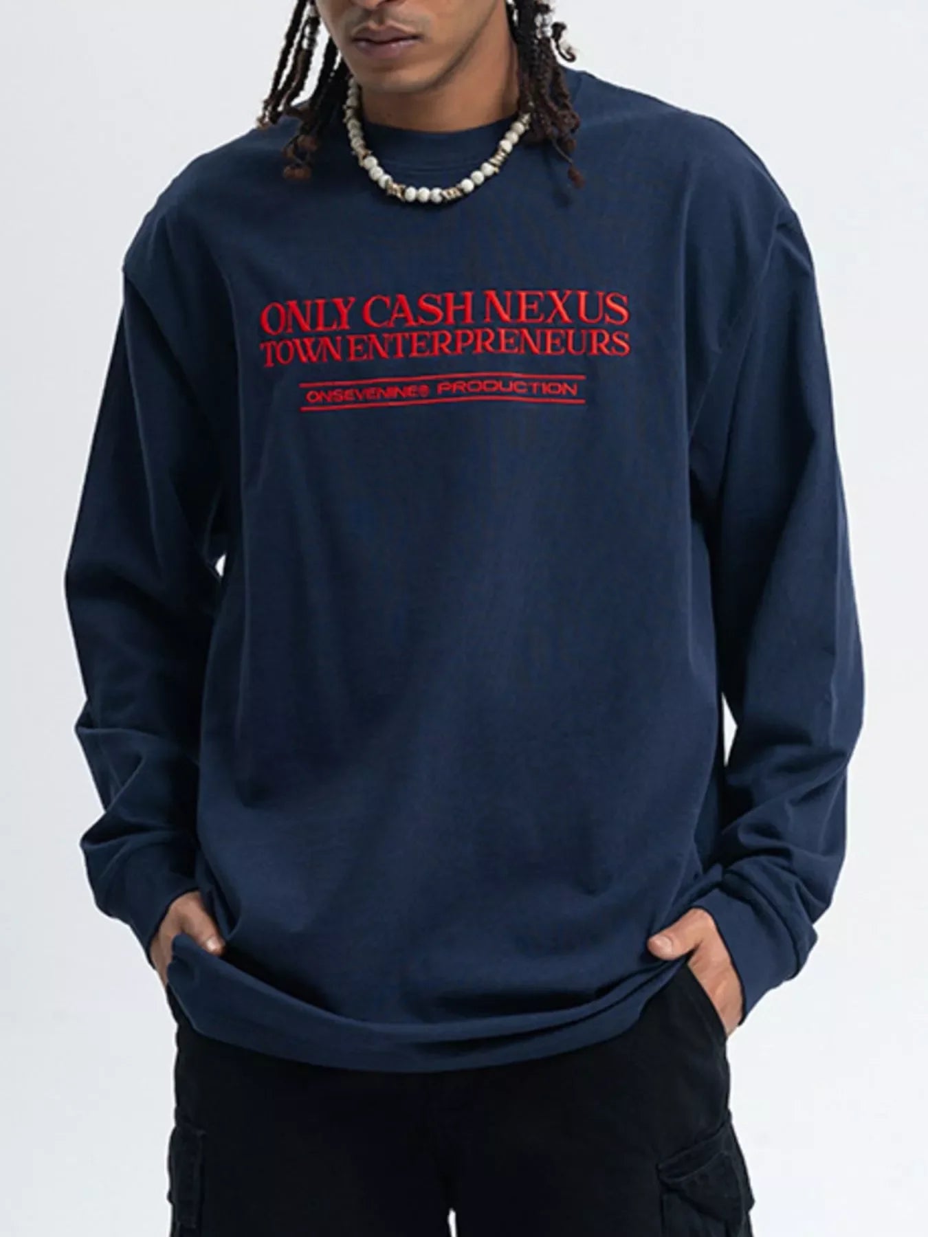 Letter Long Sleeve Stretch Tee Cotton Blend - Southern Shores Clothing