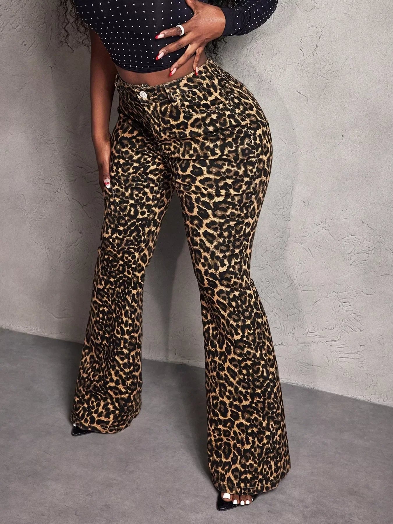 Coastal Leopard Print Wide Leg Pants With Stretch - Southern Shores Clothing