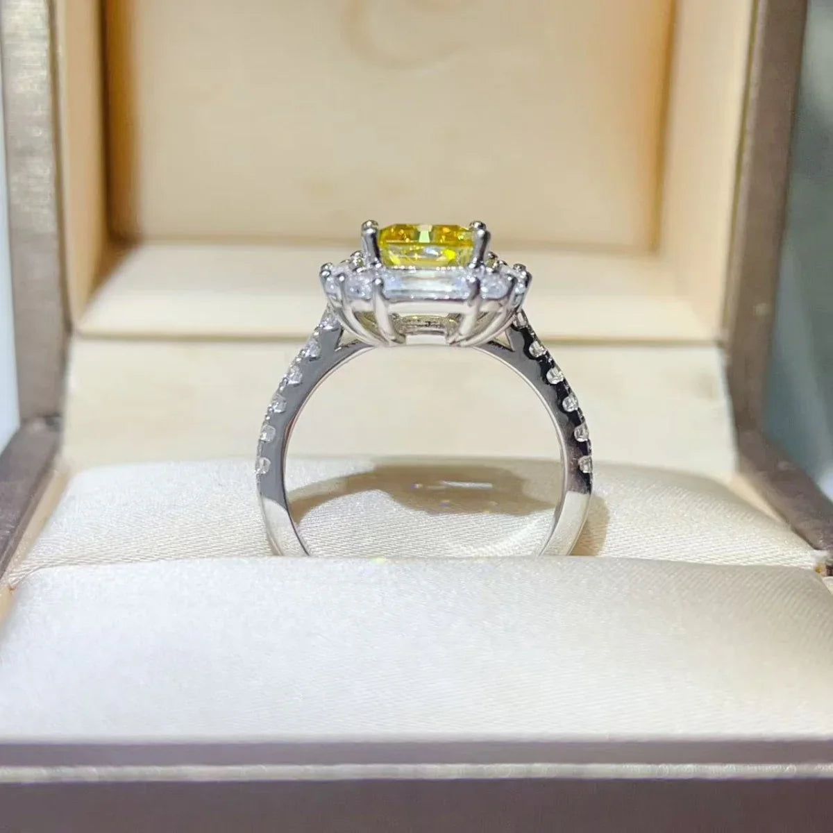 3 Carat Moissanite Halo Ring In Sterling Silver Setting - Southern Shores Clothing