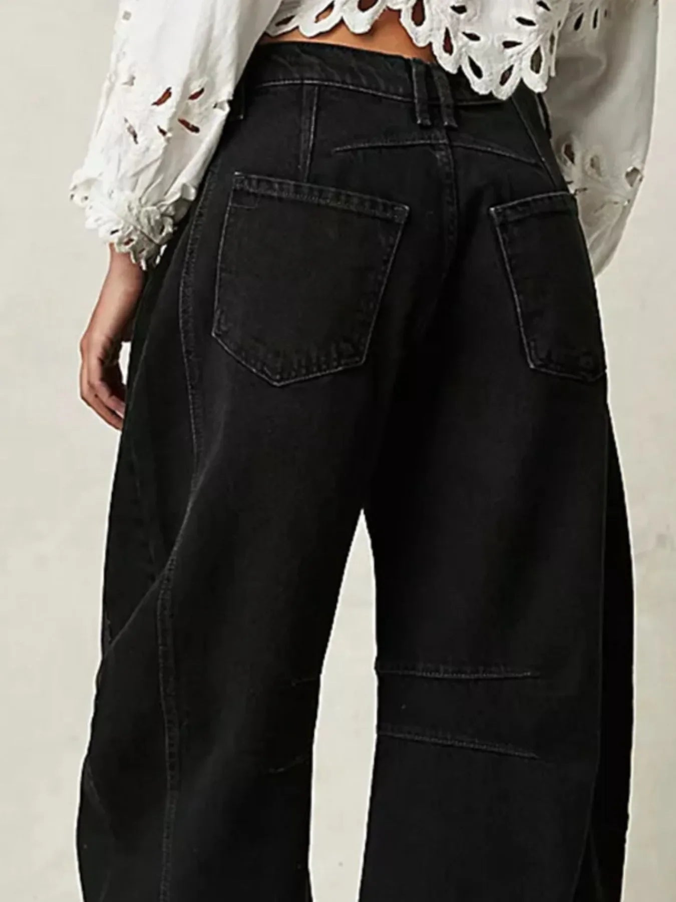 Coastal Inspired Wide Leg Denim Jeans Relaxed Fit