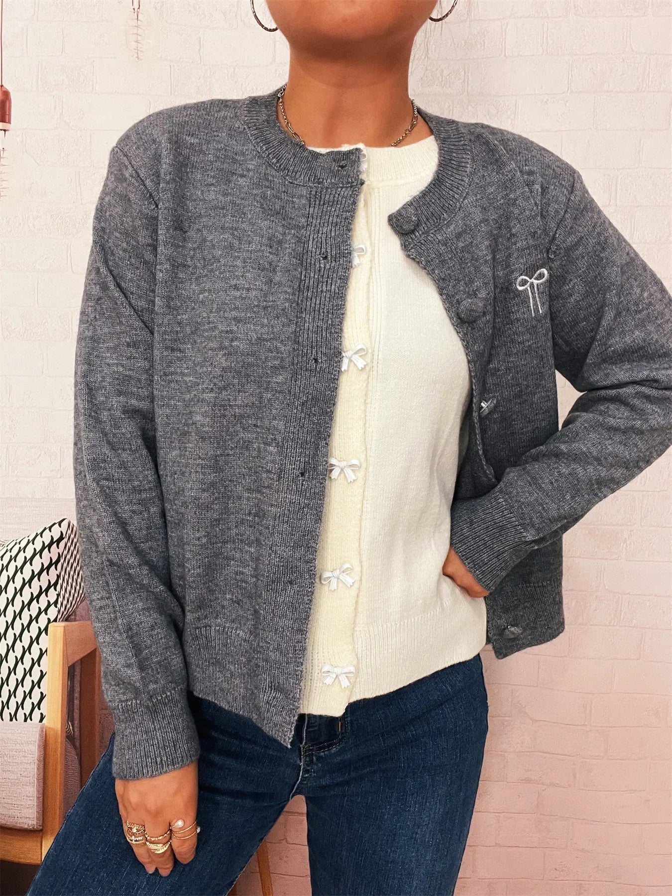 Button Up Long Sleeve Cardigan Slightly Stretchy - Southern Shores Clothing