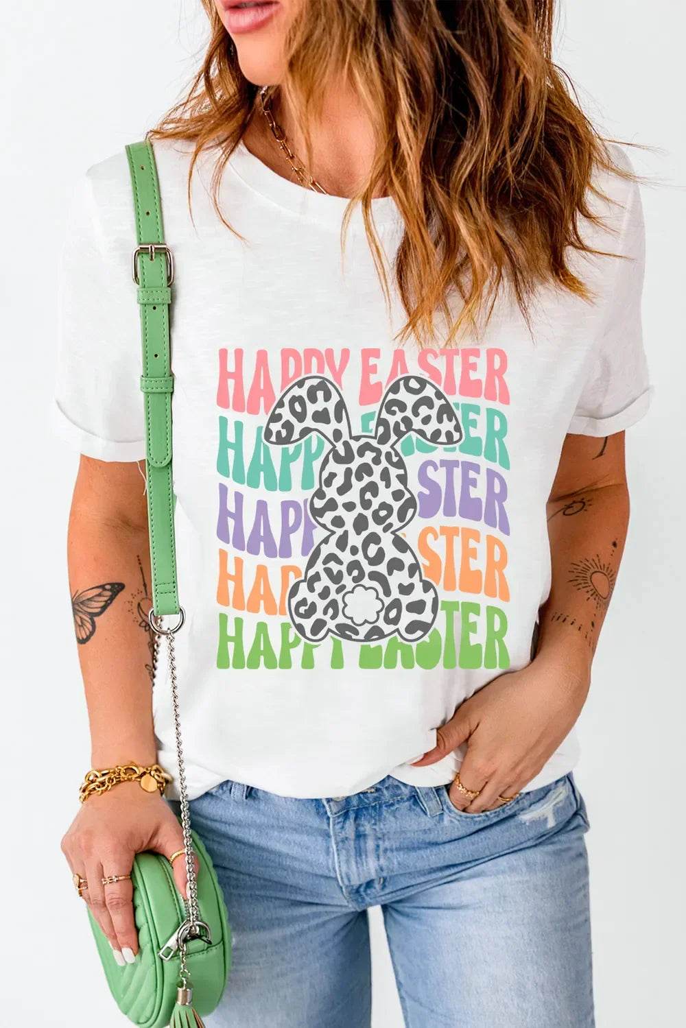 Happy Easter Round Neck Short Sleeve Graphic Tee - Southern Shores Clothing