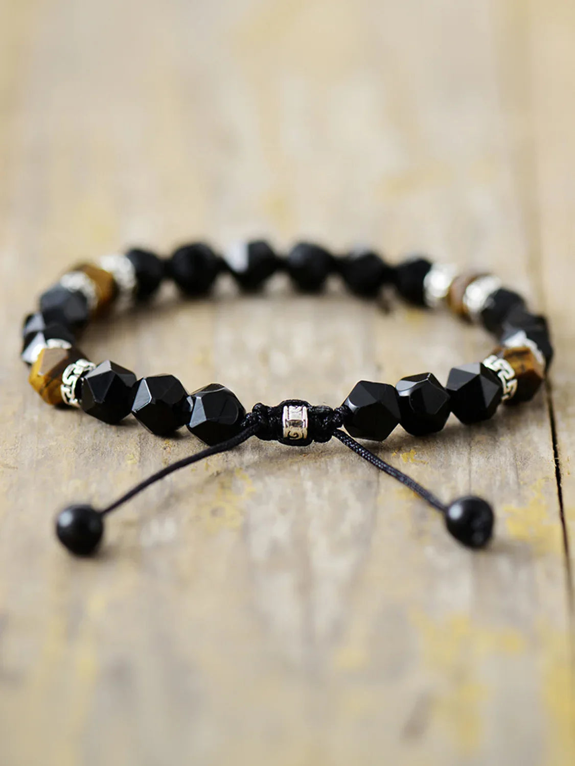 Natural Stone Agate Bracelet With Silver Greek Key Motif - Southern Shores Clothing