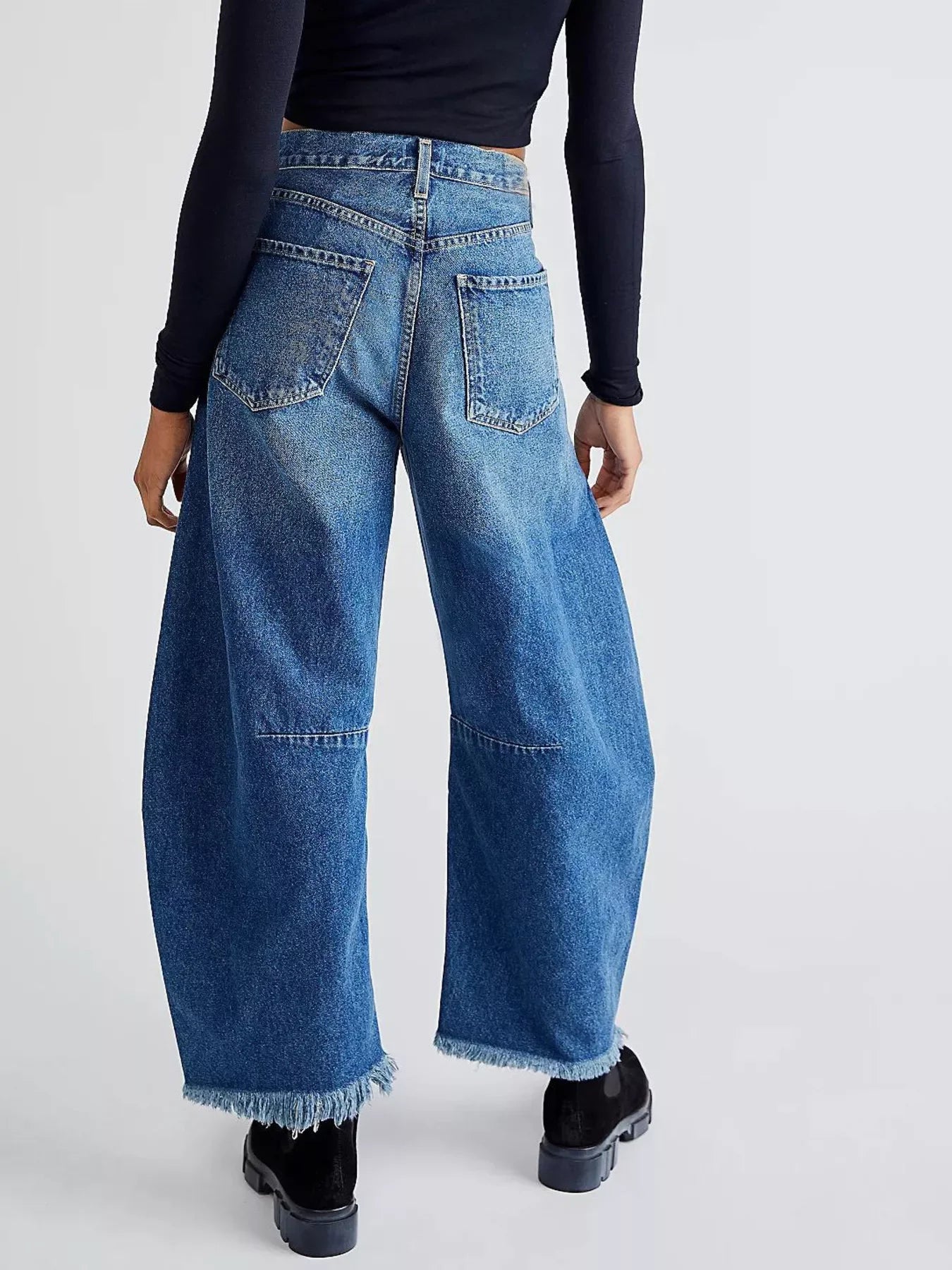 Coastal Wide Leg Denim Jeans Raw Hem Relaxed Fit - Southern Shores Clothing