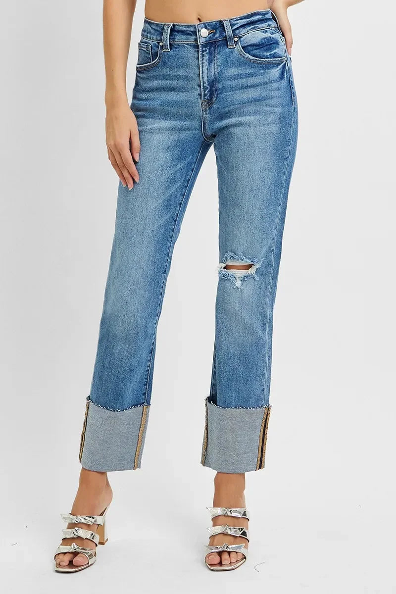 High Rise Ankle Straight Jeans Plus Size - Southern Shores Clothing