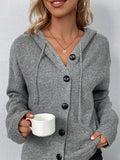 Drawstring Hooded Button Up Cardigan Stretchy - Southern Shores Clothing
