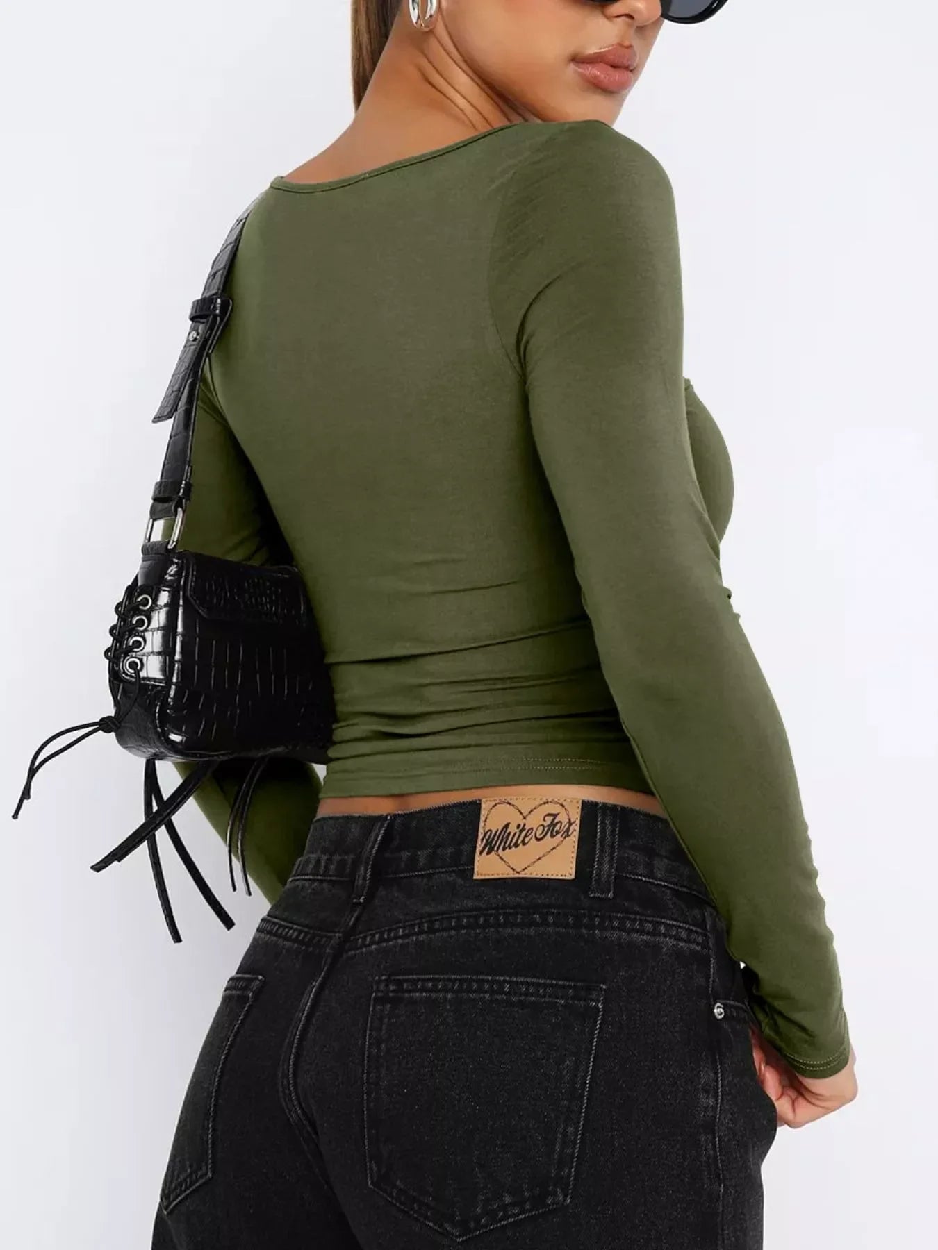 Long Sleeve Sweetheart Neck Crop T-Shirt - Southern Shores Clothing