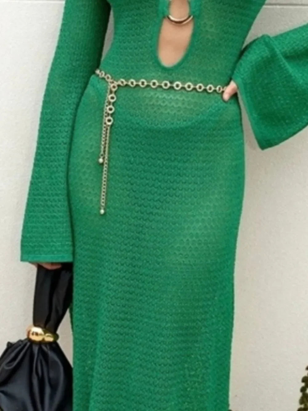 Sheer Slit Plunge Flare Sleeve Cover Up Dress - Southern Shores Clothing