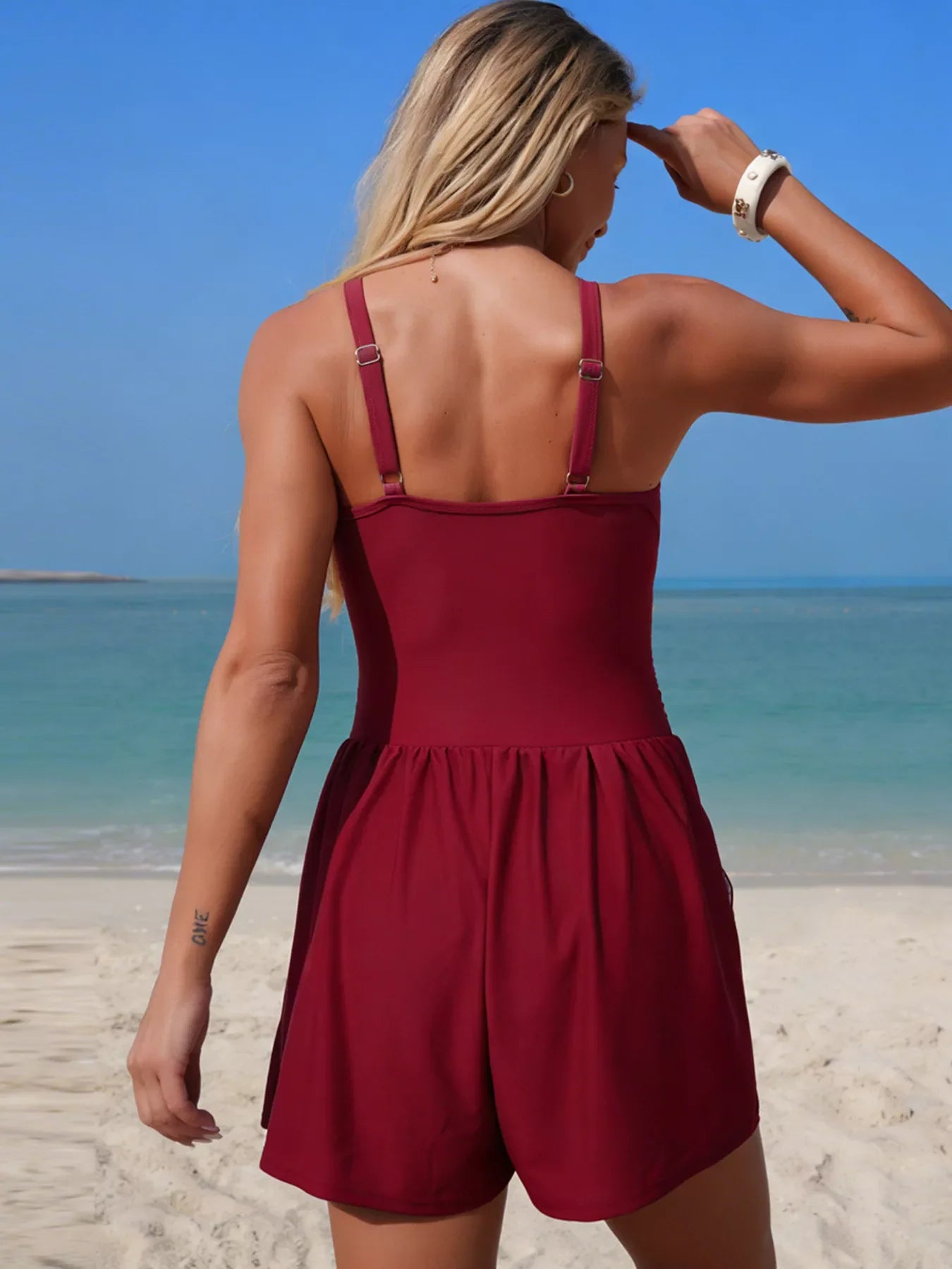 V-Neck One-Piece Swimsuit With Pockets - Southern Shores Clothing