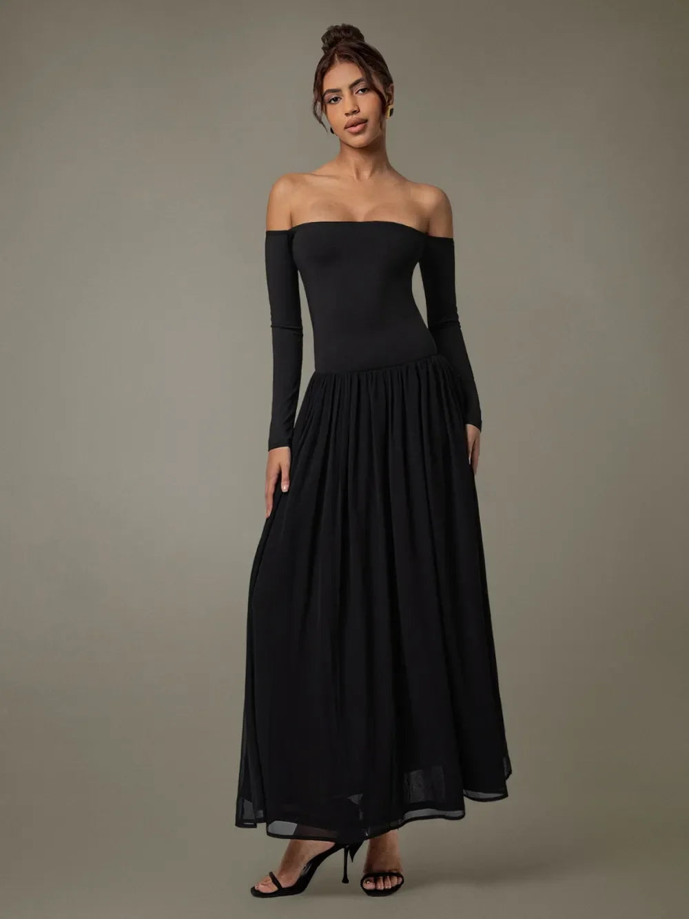 Off Shoulder Long Sleeve Maxi Dress Coastal Style - Southern Shores Clothing