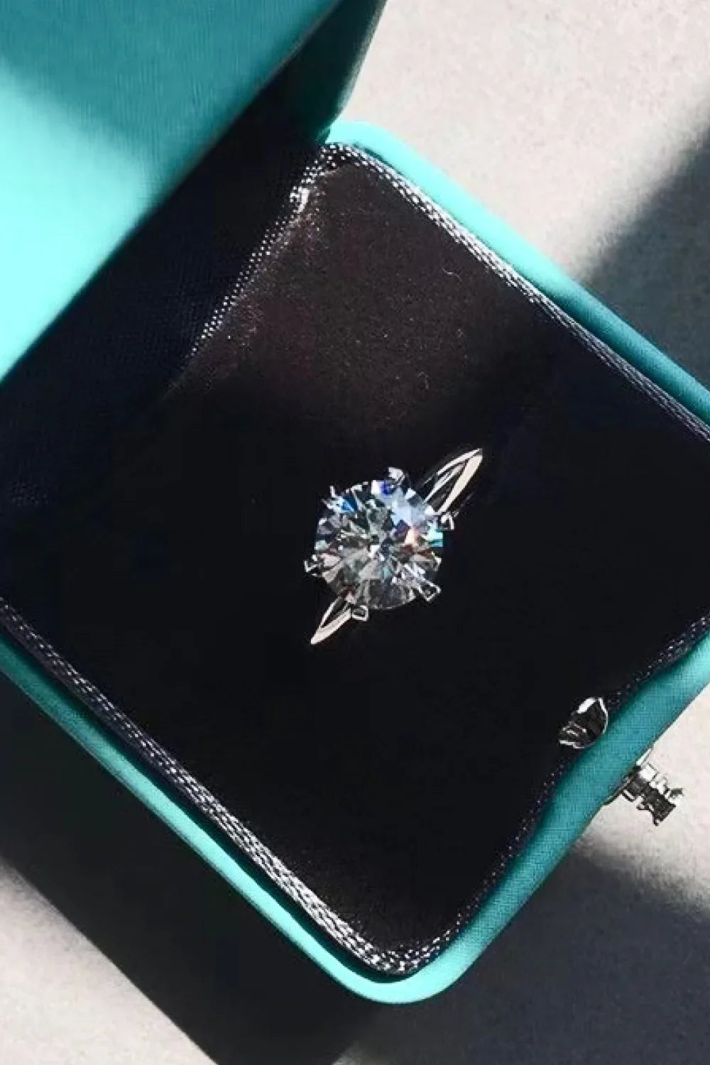 3-Carat Moissanite Six-Prong Sterling Silver Ring - Southern Shores Clothing