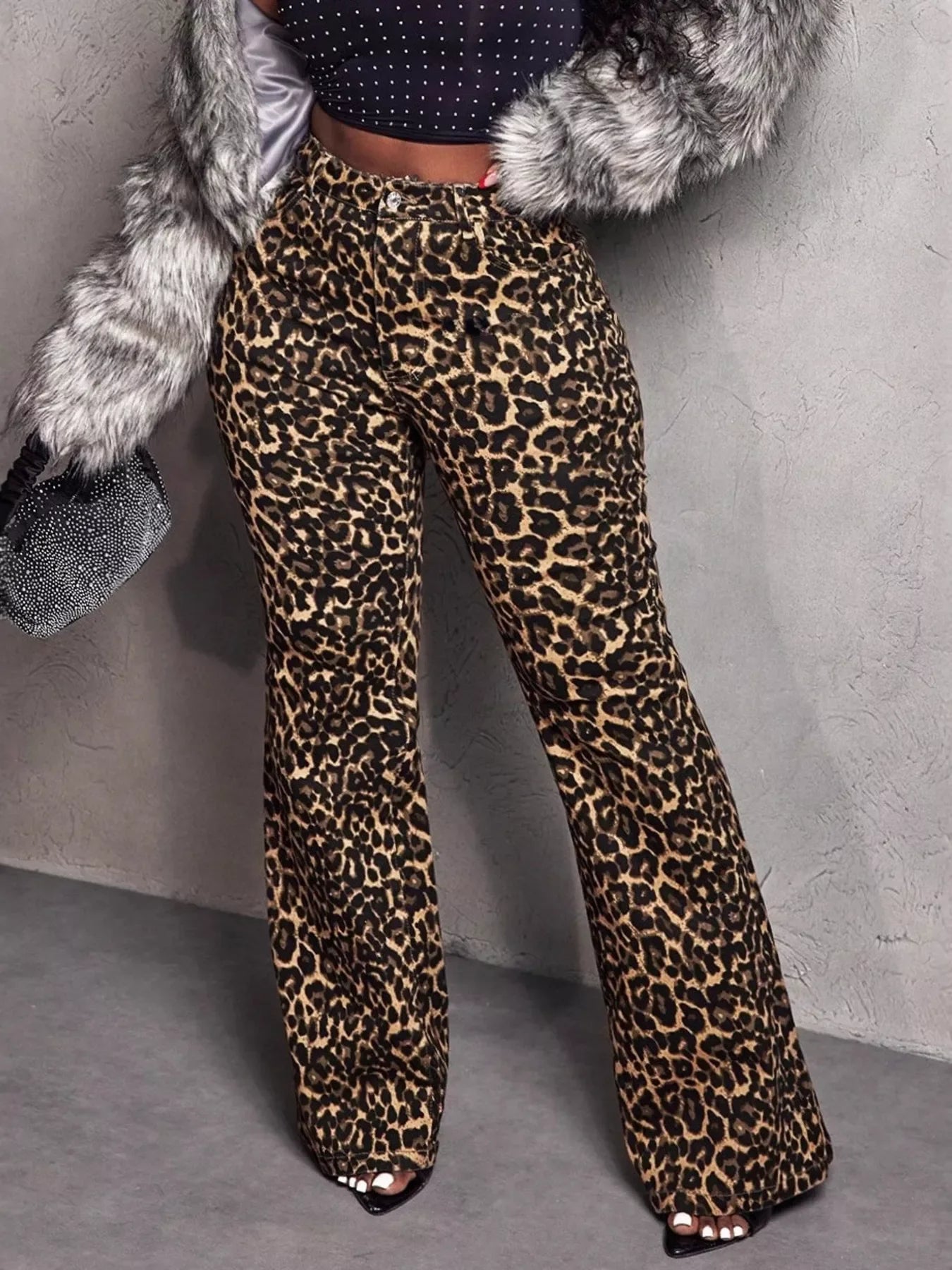 Coastal Leopard Print Wide Leg Pants With Stretch - Southern Shores Clothing