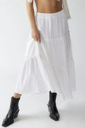 Lightweight Frill Elastic Waist Midi Skirt - Southern Shores Clothing