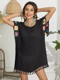 Tassel Boat Neck Flutter Sleeve Cover Up One Size - Southern Shores Clothing