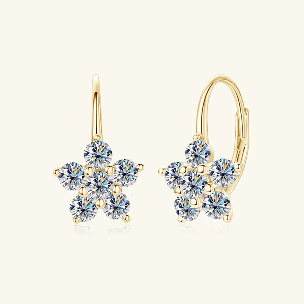 1.2 Ct Sterling Silver Moissanite Flower Huggie Earrings - Southern Shores Clothing