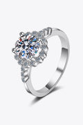 1 Carat Moissanite Halo Ring Rhodium Plated Sterling Silver - Southern Shores Clothing