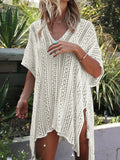 Angel Wings Cutout V-Neck Cover-Up With Tassel - Southern Shores Clothing