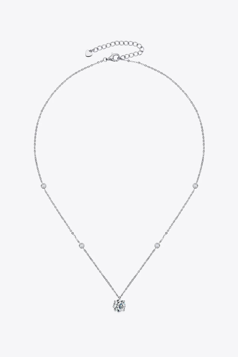 Moissanite Four-Prong Sterling Silver Necklace 18-Inch Chain - Southern Shores Clothing