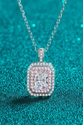 1 Carat Moissanite Geometric Necklace With Pink Zircon Halo
